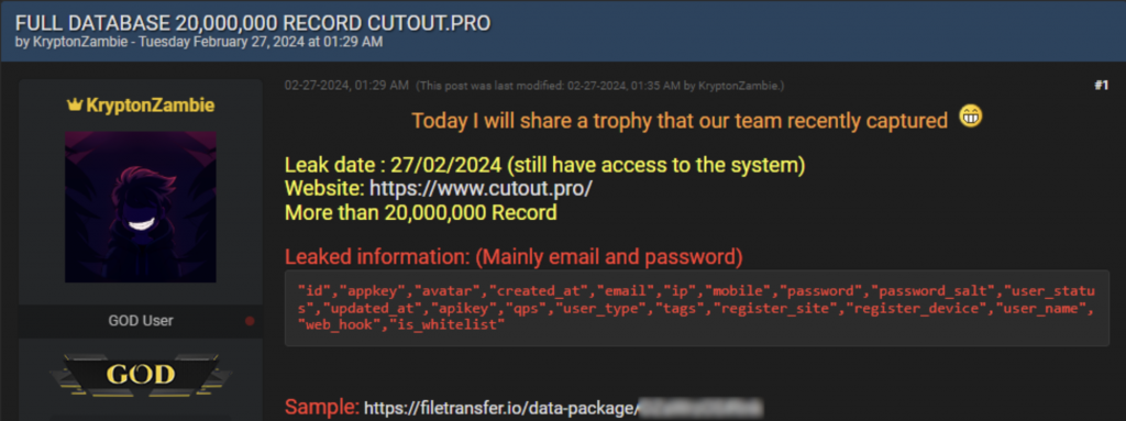 [Cutout.Pro-数据泄露公告截图]